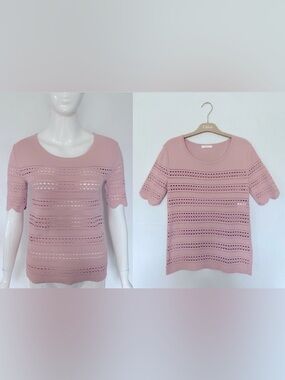 CHLOE BEIGE ROSE BLUSH PINK KNIT TOP SHIRT SIZE XS